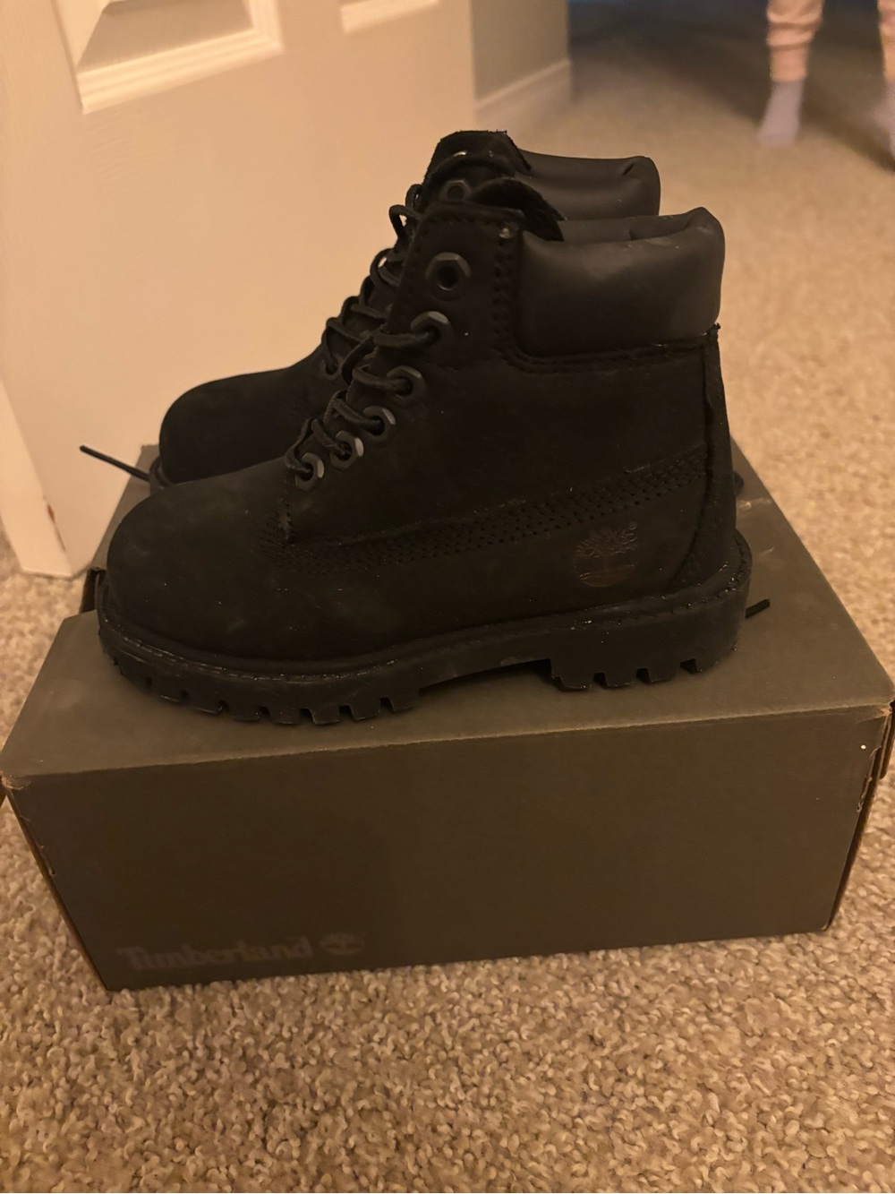 Timberland Black Leather Nubuck Lace-Up Work Boots